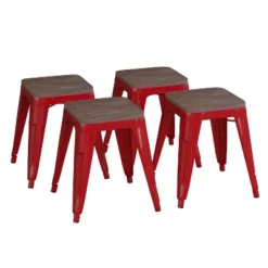 Flash Furniture 18" Backless Table Height Stool With Wooden Seat, Stackable Metal Indoor Dining Stool, Commercial Grade - Set Of 4 -Flash Furniture Sales Store GUEST 85c20401 07fd 4ee3 a2f4 2ff149b025fb
