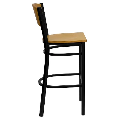 Flash Furniture Wood Circle Back Black Metal Restaurant Barstool 3 Flash Furniture Wood Circle Back Black Metal Restaurant Barstool - Image 3