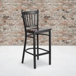 Flash Furniture Black Vertical Back Metal Restaurant Barstool
