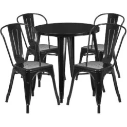 Flash Furniture Commercial Grade 30" Round Metal Indoor-Outdoor Table Set With 4 Cafe Chairs -Flash Furniture Sales Store GUEST 8827dc43 5898 44e7 8d4f ee78805f4a97