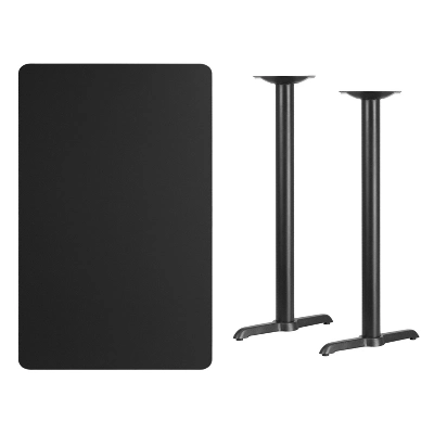 Flash Furniture 30'' X 48'' Rectangular Black Laminate Table Top With 5'' X 22'' Bar Height Table Bases 2 Flash Furniture 30'' X 48'' Rectangular Black Laminate Table Top With 5'' X 22'' Bar Height Table Bases - Image 2