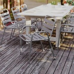Flash Furniture Lila Commercial Metal Indoor-Outdoor Restaurant Stack Chair With Metal Triple Slat Back And Arms -Flash Furniture Sales Store GUEST 8a8e5b42 2bf2 42d8 a8d5 49cc3cbbcf7a