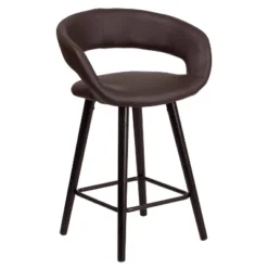 Flash Furniture Brynn Series 24'' High Contemporary Vinyl Rounded Back Counter Height Stool With Cappuccino Wood Frame -Flash Furniture Sales Store GUEST 8b2b468f 8f16 4a25 aa04 8f1514b1c6ea