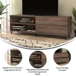 Flash Furniture Nelson 65" Mid Century Modern TV Stand For Up To 60" TV's With Adjustable Shelf And Storage Drawers -Flash Furniture Sales Store GUEST 8b6ac483 0fa2 4ec3 b021 79bfc976f6d3