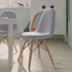 Flash Furniture Zula Kid's Modern Padded Armless Faux Shearling Accent Chair With Beechwood Legs