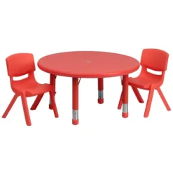 Flash Furniture 33" Round Plastic Height Adjustable Activity Table Set With 2 Chairs -Flash Furniture Sales Store GUEST 8d9e76db d288 4828 8cbb 8dfec7c6f9cd