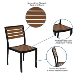 Flash Furniture Lark Outdoor Patio Bistro Dining Table Set With 2 Chairs And Faux Teak Poly Slats -Flash Furniture Sales Store GUEST 8dd193ca 1dd2 46c2 8007 920dbe22b584
