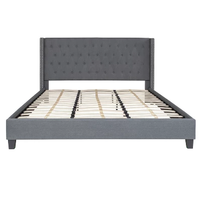 Flash Furniture Riverdale Tufted Upholstered Platform Bed With 10 Inch CertiPUR-US Certified Foam And Pocket Spring Mattress 6 Flash Furniture Riverdale Tufted Upholstered Platform Bed With 10 Inch CertiPUR-US Certified Foam And Pocket Spring Mattress - Image 6