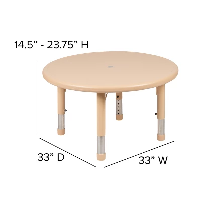 Flash Furniture 33" Round Plastic Height Adjustable Activity Table 5 Flash Furniture 33" Round Plastic Height Adjustable Activity Table - Image 5