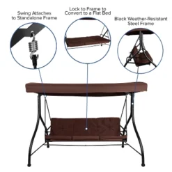 Flash Furniture Tellis 3-Seat Outdoor Steel Converting Patio Swing Canopy Hammock With Cushions / Outdoor Swing Bed 22 Flash Furniture Tellis 3-Seat Outdoor Steel Converting Patio Swing Canopy Hammock With Cushions / Outdoor Swing Bed -Flash Furniture Sales Store GUEST 9094d7de 3c6f 43f5 adc6 cca3122a19b2