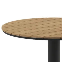 Flash Furniture Finch Commercial Grade Round 24" Table With Faux Teak Poly Slats And Steel Frame, Natural/Gray -Flash Furniture Sales Store GUEST 922501d9 28cf 4402 95cc e1cd1cf6d0f8