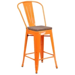 Flash Furniture 24" High Metal Counter Height Stool With Back And Wood Seat -Flash Furniture Sales Store GUEST 92eddb3c 807a 446a 9915 1863461716ef