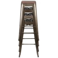 Flash Furniture 30" High Metal Indoor Bar Stool With Wood Seat - Stackable Set Of 4 -Flash Furniture Sales Store GUEST 930298c2 94a8 4027 b23a a3373ae99455