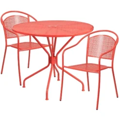 Flash Furniture Oia Commercial Grade 35.25" Round Indoor-Outdoor Steel Patio Table Set With 2 Round Back Chairs -Flash Furniture Sales Store GUEST 93d04c4e bcf1 4f99 bb69 70829bab2784