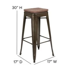 Flash Furniture 30" High Metal Indoor Bar Stool With Wood Seat - Stackable Set Of 4 -Flash Furniture Sales Store GUEST 9518949f 097b 49a9 be6f 8222c07f8197