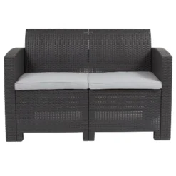 Flash Furniture Faux Rattan Loveseat With All-Weather Cushions -Flash Furniture Sales Store GUEST 965cc242 235c 4694 b190 b85539f5c123