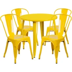 Flash Furniture Commercial Grade 30" Round Metal Indoor-Outdoor Table Set With 4 Cafe Chairs -Flash Furniture Sales Store GUEST 97236a6c 06c5 4500 9c89 acc7b8ddb505