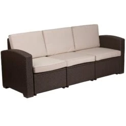 Flash Furniture 4 Piece Outdoor Faux Rattan Chair, Sofa And Table Set In Chocolate Brown -Flash Furniture Sales Store GUEST 97b7b466 7141 46dc 8224 12cda9624297