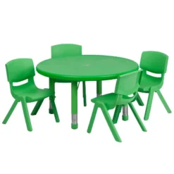 Flash Furniture 33" Round Plastic Height Adjustable Activity Table Set With 4 Chairs -Flash Furniture Sales Store GUEST 9ba7db33 e4cf 4585 b3a0 41aff703b2fd