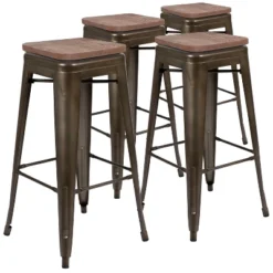 Flash Furniture 30" High Metal Indoor Bar Stool With Wood Seat - Stackable Set Of 4 -Flash Furniture Sales Store GUEST 9e368941 df4e 48e2 a89b 2c7ae48c704f