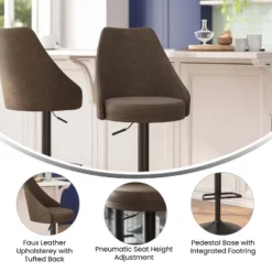 Flash Furniture Chrishelle Set Of 2 Commercial Adjustable Height Barstools With Upholstered Tufted Seats And Pedestal Base With Footring, Black -Flash Furniture Sales Store GUEST 9f447041 2e7d 47fe bc3c 9ef04c662a0b