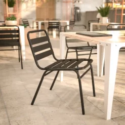 Flash Furniture Lila Aluminum Commercial Indoor-Outdoor Armless Restaurant Stack Chair With Triple Slat Back -Flash Furniture Sales Store GUEST 9fbde2c6 b517 4ae3 9334 3430c9e89cfa