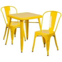 Flash Furniture Commercial Grade 23.75" Square Metal Indoor-Outdoor Table Set With 2 Stack Chairs -Flash Furniture Sales Store GUEST a0fa0ac6 fe9e 4414 8515 40340a08863e