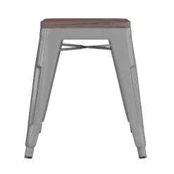 Flash Furniture 18" Backless Table Height Stool With Wooden Seat, Stackable Metal Indoor Dining Stool, Commercial Grade - Set Of 4 -Flash Furniture Sales Store GUEST a10f631e 5e5d 4724 97fe 978decdf24bb
