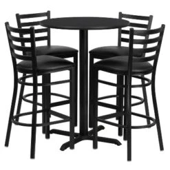 Flash Furniture 30'' Round Laminate Table Set With X-Base And 4 Ladder Back Metal Barstools -Flash Furniture Sales Store GUEST a18c476f 7c16 4206 b281 39f769e0a212