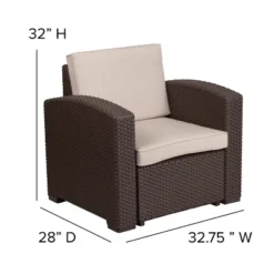 Flash Furniture 4 Piece Outdoor Faux Rattan Chair, Sofa And Table Set In Chocolate Brown -Flash Furniture Sales Store GUEST a190c4bb 442e 4e48 988c 2f8c71baea2e