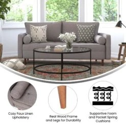 Flash Furniture Hudson Mid-Century Modern Sofa With Tufted Upholstery & Solid Wood Legs -Flash Furniture Sales Store GUEST a2186e0b b198 4b05 b986 05a30cc2a586