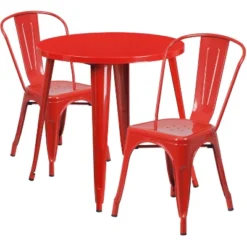 Flash Furniture Commercial Grade 30" Round Metal Indoor-Outdoor Table Set With 2 Cafe Chairs -Flash Furniture Sales Store GUEST a2a20e5a 0d55 44b5 abe9 fd6e102389cf