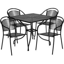 Flash Furniture Oia Commercial Grade 35.5" Square Indoor-Outdoor Steel Patio Table Set With 4 Round Back Chairs -Flash Furniture Sales Store GUEST a3d9b8fe dea4 4d6c 8f8f 6bb0c43990eb