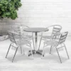 Flash Furniture Lila 27.5'' Round Aluminum Indoor-Outdoor Table Set With 4 Slat Back Chairs