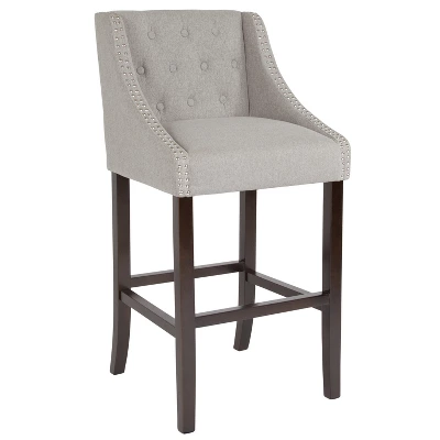 Flash Furniture Carmel Series 30" High Transitional Tufted Walnut Barstool With Accent Nail Trim 12 Flash Furniture Carmel Series 30" High Transitional Tufted Walnut Barstool With Accent Nail Trim - Image 12