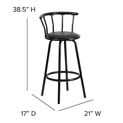 Flash Furniture Crown Back Black Metal Barstool With Black Vinyl Swivel Seat 5 Flash Furniture Crown Back Black Metal Barstool With Black Vinyl Swivel Seat - Image 5