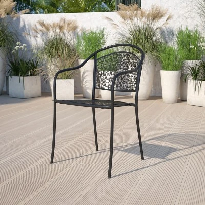 Flash Furniture Commercial Grade Indoor-Outdoor Steel Patio Arm Chair With Round Back 1 Flash Furniture Commercial Grade Indoor-Outdoor Steel Patio Arm Chair With Round Back