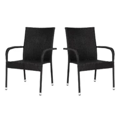 Flash Furniture Maxim Indoor/Outdoor Wicker Dining Chairs With Fade & Weather-Resistant Steel Frames For Patio And Deck -Flash Furniture Sales Store GUEST aa7d979c 3c4a 4ab3 a584 1793205d0e2a