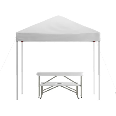 Flash Furniture 8'x8' Pop Up Event Canopy Tent With Carry Bag And Folding Bench Set - Portable Tailgate, Camping, Event Set 9 Flash Furniture 8'x8' Pop Up Event Canopy Tent With Carry Bag And Folding Bench Set - Portable Tailgate, Camping, Event Set - Image 9