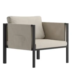 Flash Furniture Lea Indoor/Outdoor Patio Chair With Cushions - Modern Steel Framed Chair With Storage Pockets -Flash Furniture Sales Store GUEST ab005e35 f507 4106 b437 0a719554d147