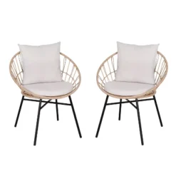 Flash Furniture Devon Set Of 2 Indoor/Outdoor Modern Papasan Style Rattan Rope Patio Chairs, PE Rattan With Cushions -Flash Furniture Sales Store GUEST abb20d16 f570 44e9 a948 ba4b33361a9a