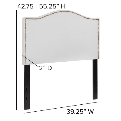 Flash Furniture Lexington Upholstered Twin Size Headboard With Accent Nail Trim In White Fabric 3 Flash Furniture Lexington Upholstered Twin Size Headboard With Accent Nail Trim In White Fabric - Image 3