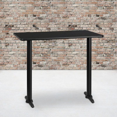 Flash Furniture 30'' X 48'' Rectangular Black Laminate Table Top With 5'' X 22'' Bar Height Table Bases 1 Flash Furniture 30'' X 48'' Rectangular Black Laminate Table Top With 5'' X 22'' Bar Height Table Bases