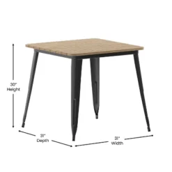 Flash Furniture Declan Commercial Grade Indoor/Outdoor Dining Table, 31.5" Square All Weather Poly Resin Top With Steel Base -Flash Furniture Sales Store GUEST ad4a6292 6d20 467e acaa d6df589e1b40