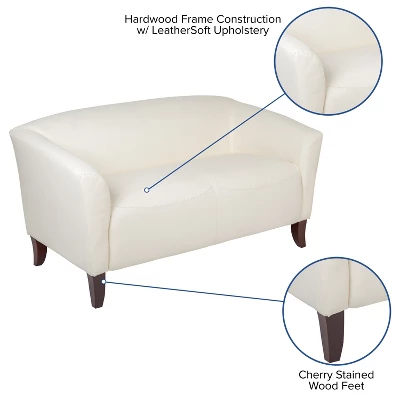 Flash Furniture HERCULES Imperial Series LeatherSoft Loveseat With Cherry Wood Feet 2 Flash Furniture HERCULES Imperial Series LeatherSoft Loveseat With Cherry Wood Feet - Image 2