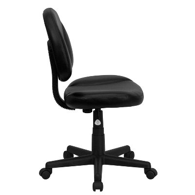 Mid-Back Black Leather Ergonomic Swivel Task Chair - Belnick 1 Mid-Back Black Leather Ergonomic Swivel Task Chair - Belnick