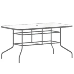 Flash Furniture Tory 31.5" X 55" Rectangular Tempered Glass Metal Table With Umbrella Hole -Flash Furniture Sales Store GUEST af776d41 acda 4708 a0c9 4129622d670a