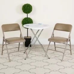 Flash Furniture HERCULES Series Metal Folding Chairs With Padded Seats | Set Of 2 Black Metal Folding Chairs