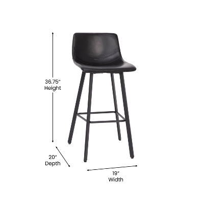 Flash Furniture Caleb Modern Armless 30 Inch Bar Height Commercial Grade Barstools With Footrests And Matte Iron Frames, Set Of 2 6 Flash Furniture Caleb Modern Armless 30 Inch Bar Height Commercial Grade Barstools With Footrests And Matte Iron Frames, Set Of 2 - Image 6
