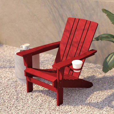 Flash Furniture Halifax Adirondack Chair With Cup Holder, Weather Resistant HDPE Adirondack Chair 4 Flash Furniture Halifax Adirondack Chair With Cup Holder, Weather Resistant HDPE Adirondack Chair - Image 4